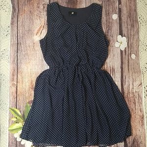 iZ Byer Sleeveless Navy Blue and Polka Dot Dress